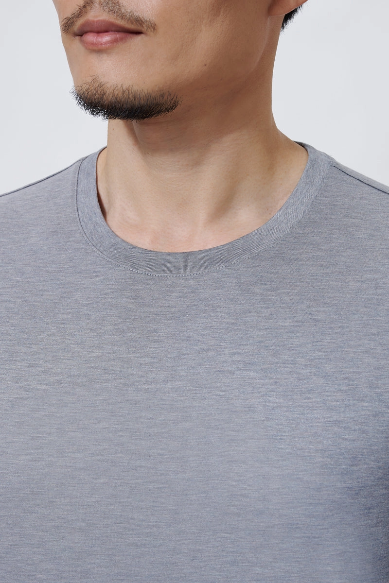 Sleek Layer Supreme Cotton-Silk Crew Neck T-Shirt | Grey BC5081