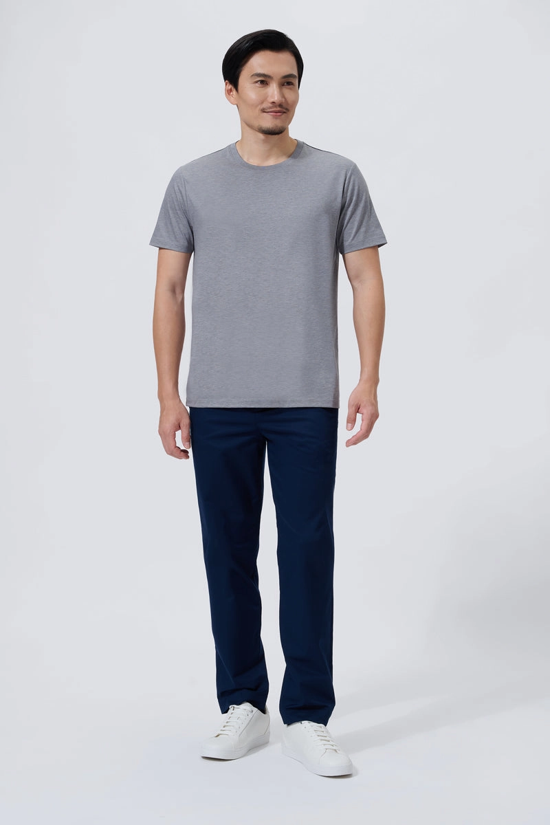 AllDay Comfort Versatile Comfort Wear Supreme Cotton-Silk Crew Neck T-Shirt | Grey BC5081
