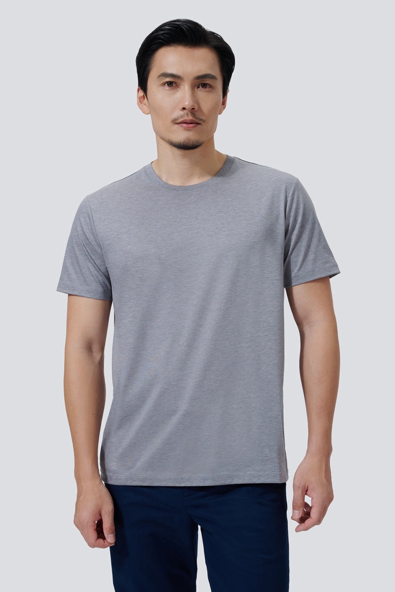 Cozy Wear Supreme Cotton-Silk Crew Neck T-Shirt | Grey BC5081
