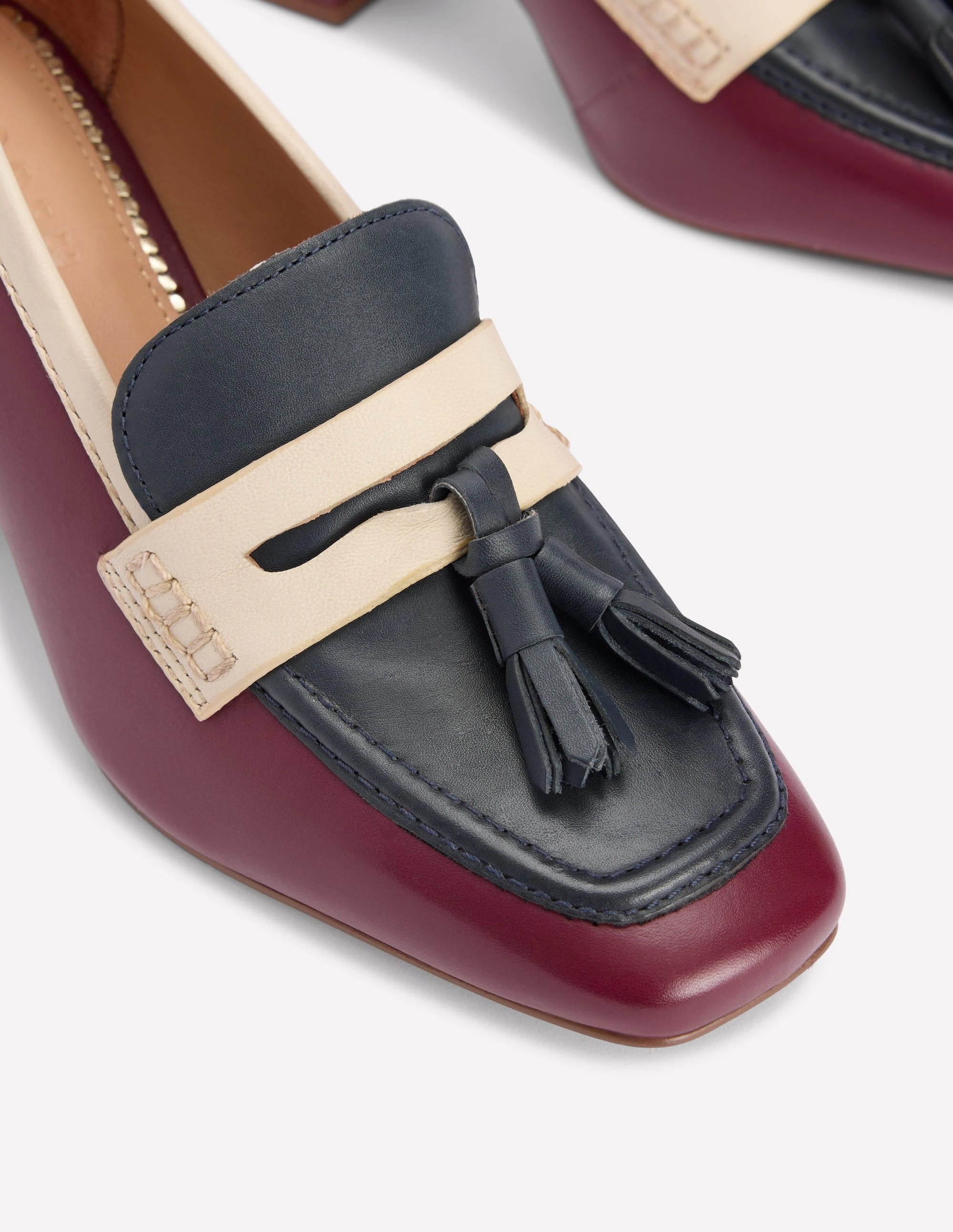 Urban Cool Dress Footwear Sol Block Heeled Penny Loafers-Oxblood