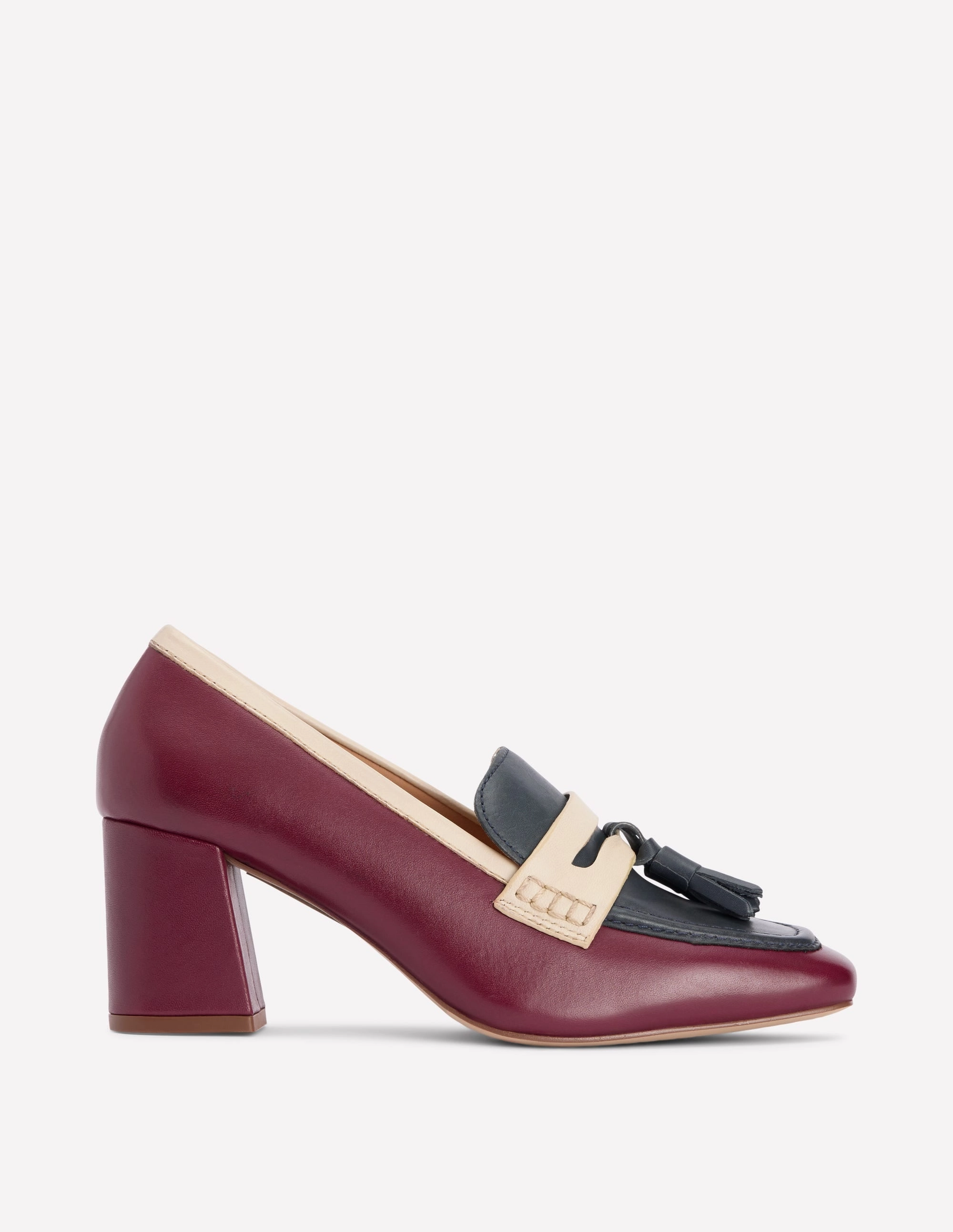 Sol Block Heeled Penny Loafers-Oxblood Medium Heel waterproof