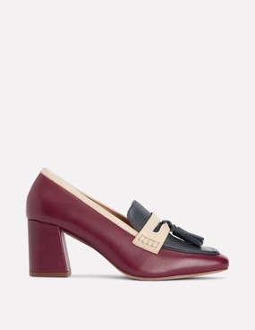 Sol Block Heeled Penny Loafers-Oxblood Medium Heel waterproof