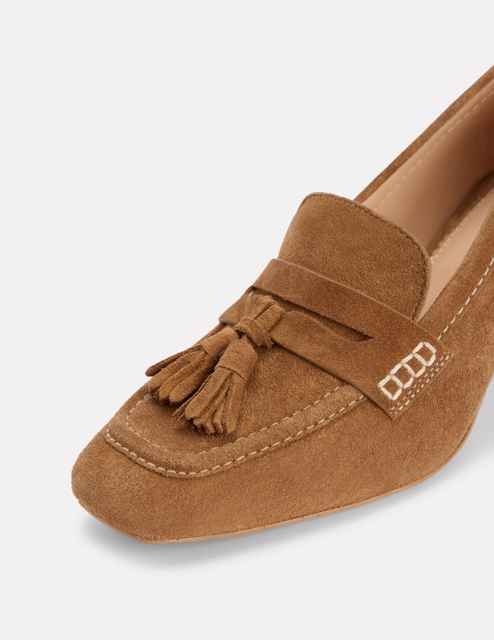 Sol Block Heeled Penny Loafers-Tan Open Toe Wedges