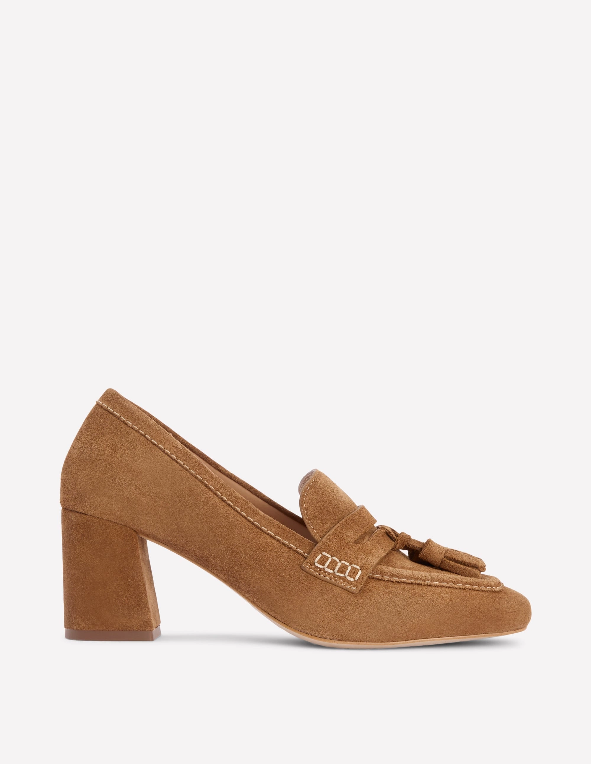 Sol Block Heeled Penny Loafers-Tan Evening Stilettos