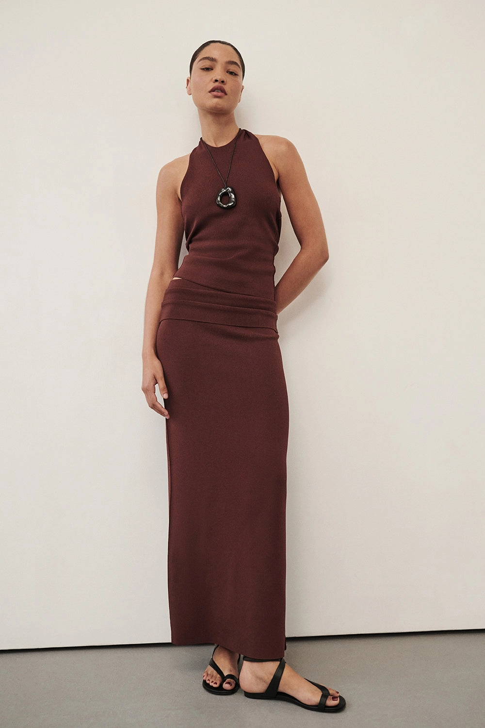 SOL CINNAMON KNIT MIDI SKIRT Soft Layers