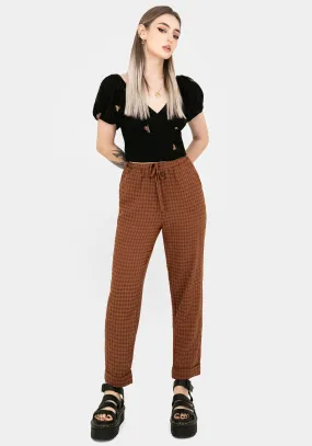 Soleil Cotton-Blend Check Tapered Trouser Essential Comfort Wear Mesh Panel
