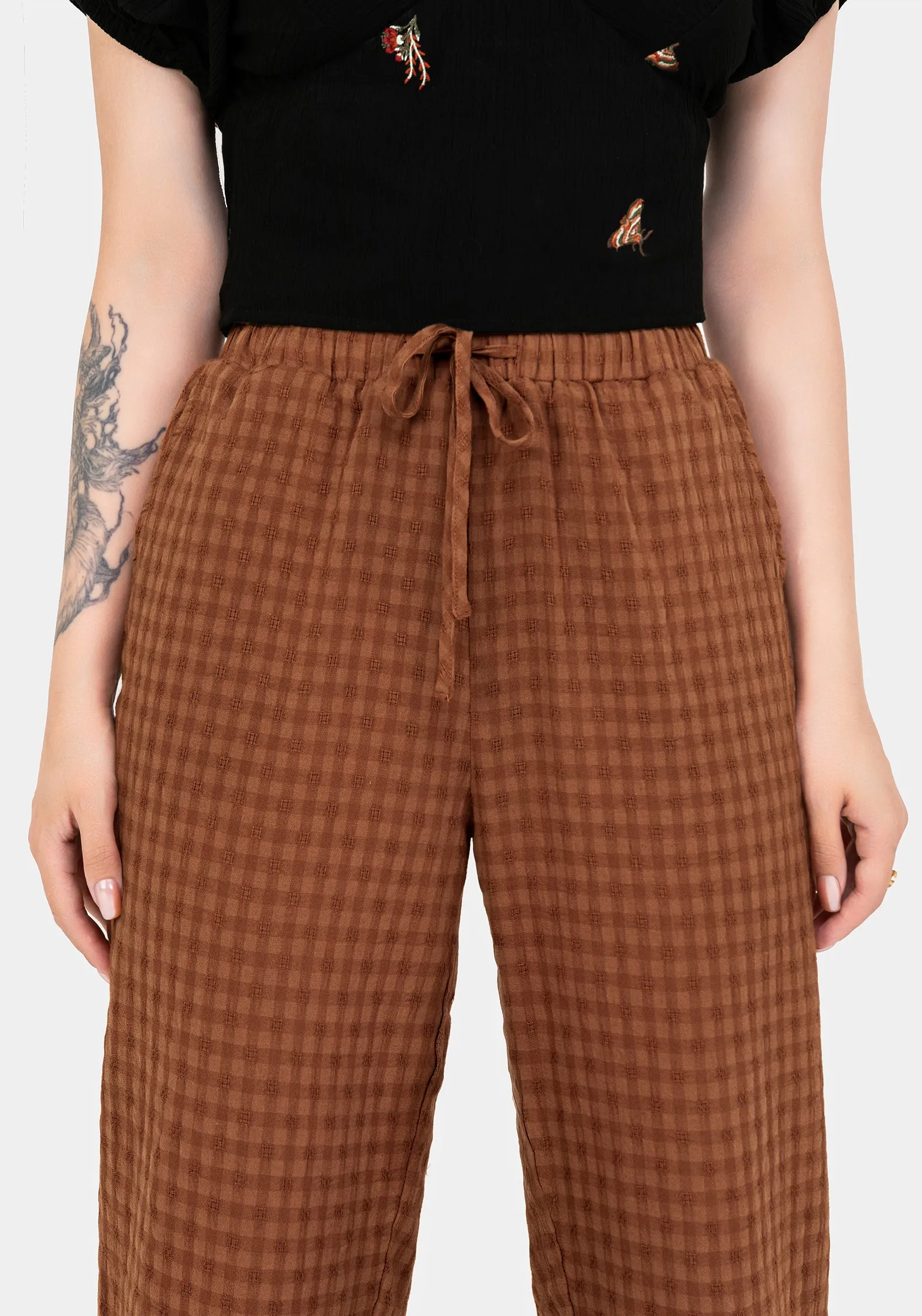 Soleil Cotton-Blend Check Tapered Trouser Anti Chafe Lining