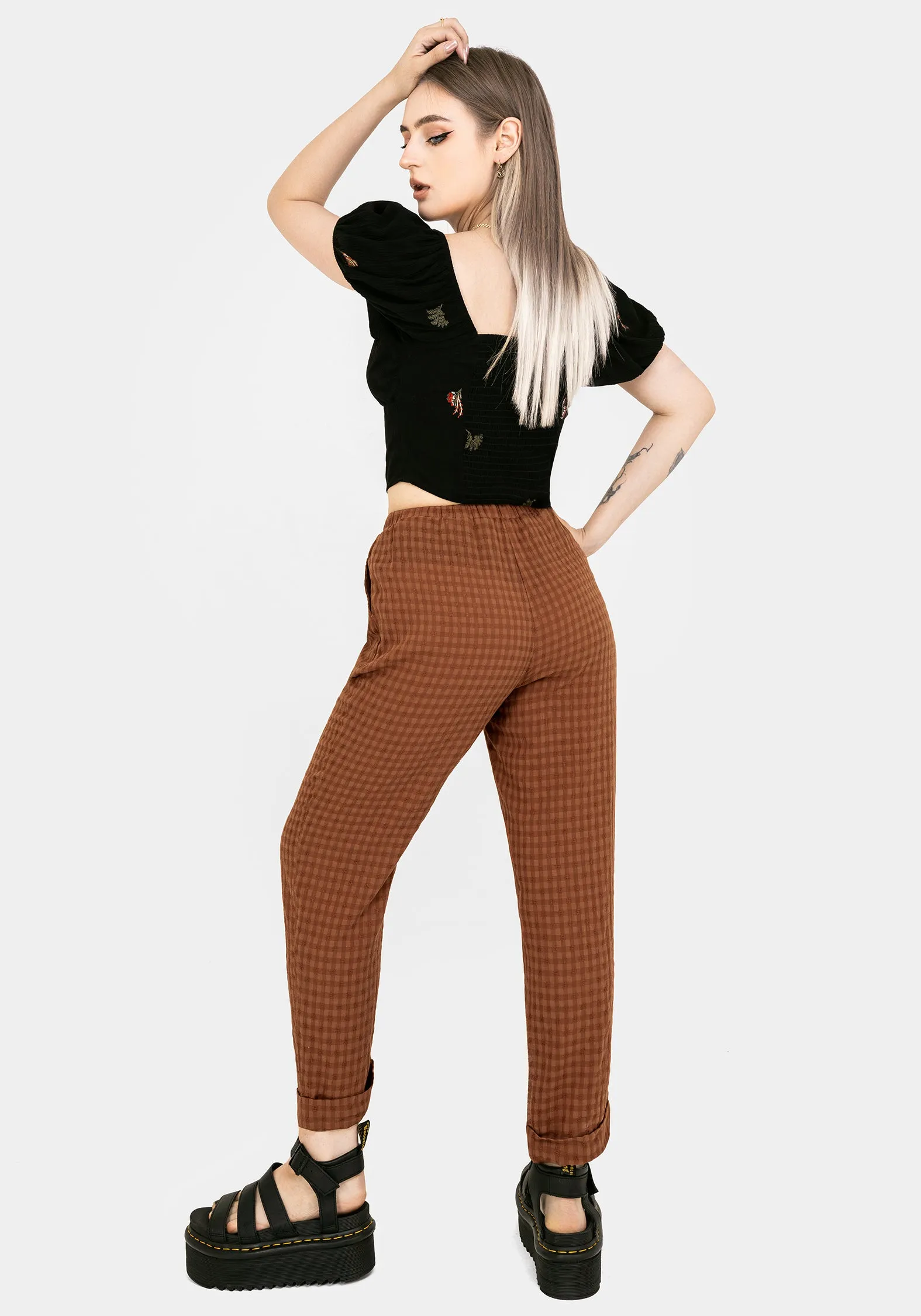 Stylish Fit ReinforcedPockets Soleil Cotton-Blend Check Tapered Trouser