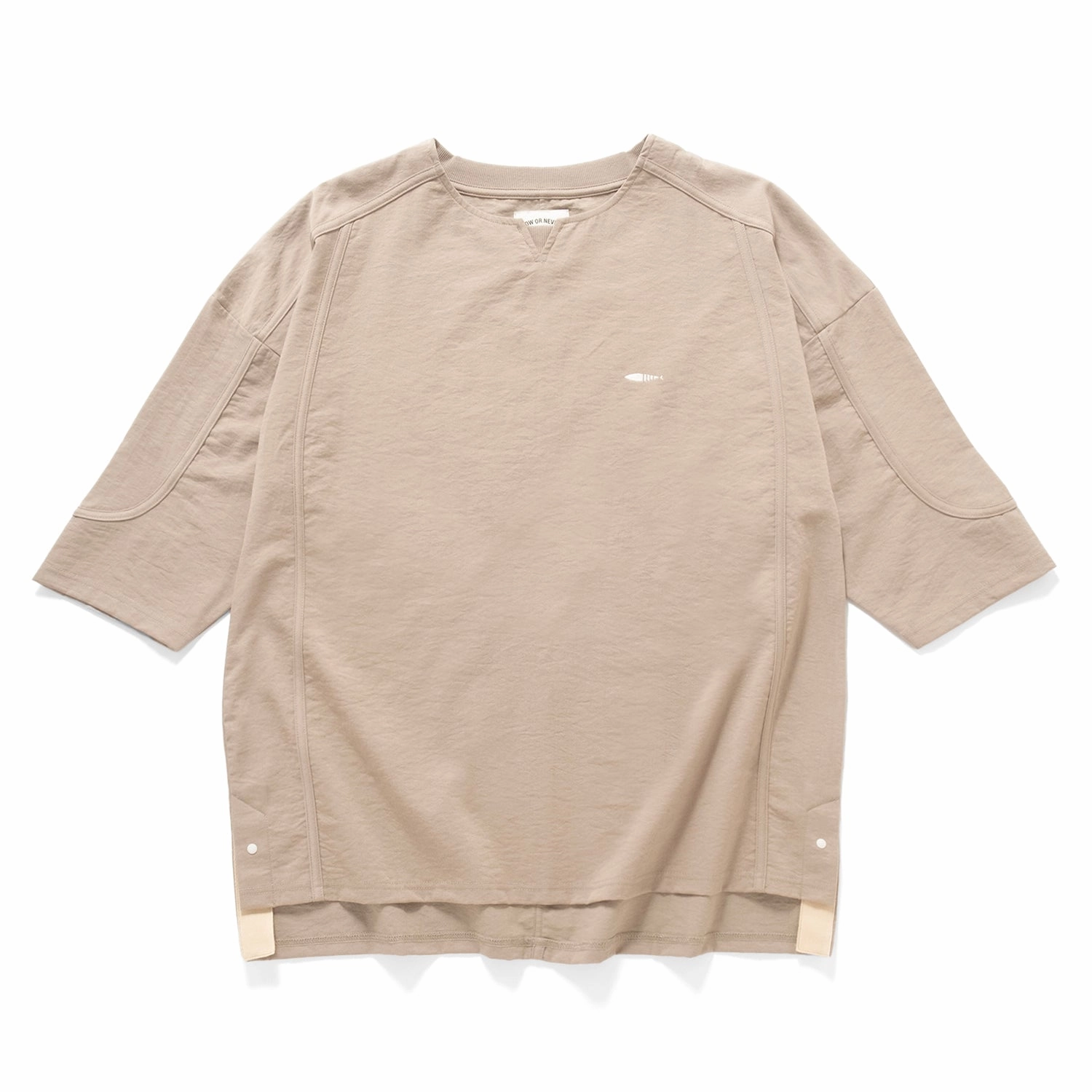 (TP1585) Cropped Sleeve Collar Tee Fresh Outfit Light Layer