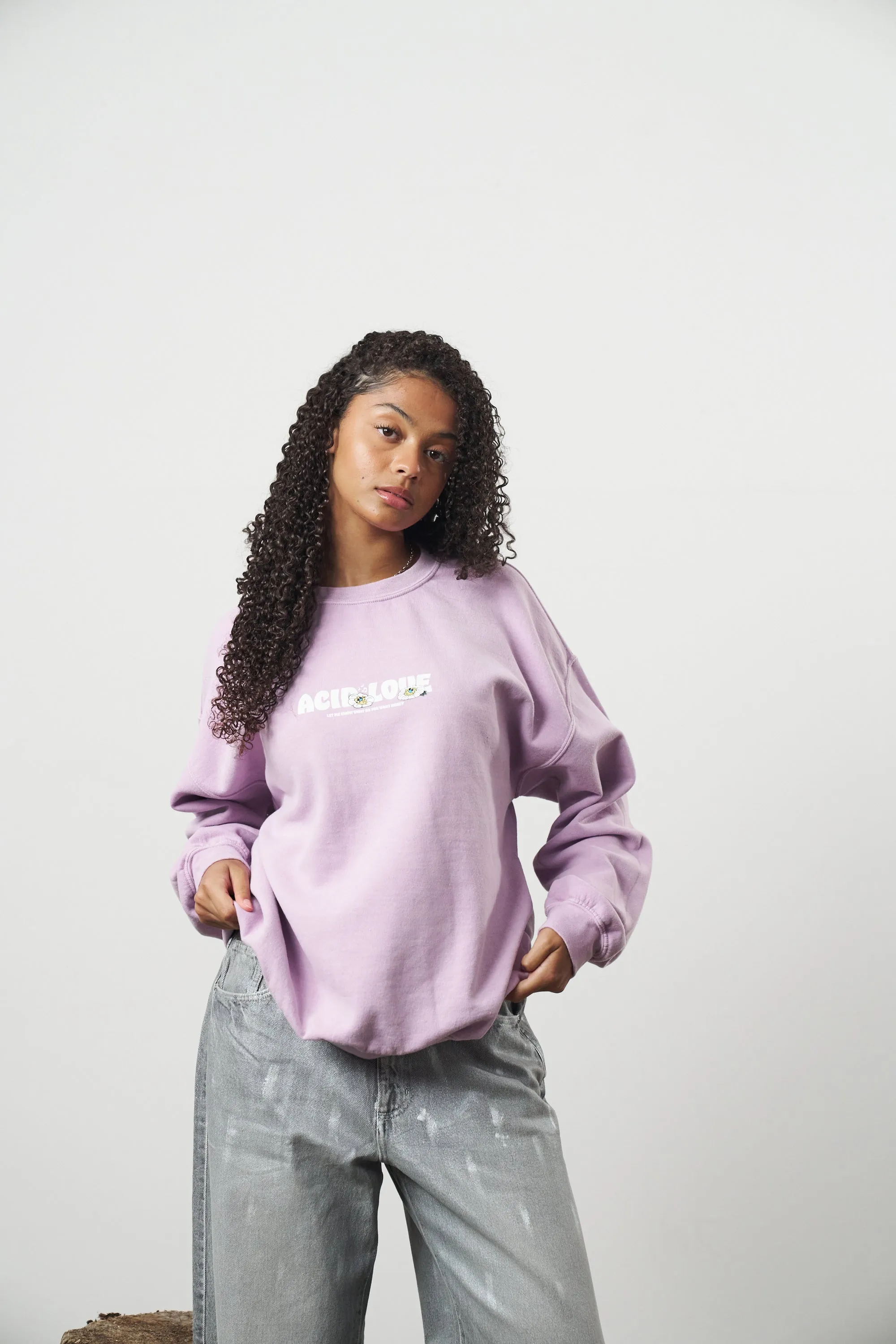 Flex Knit Ribbing Acid Love 'Daisy' Vintage Washed Sweater -  Pink