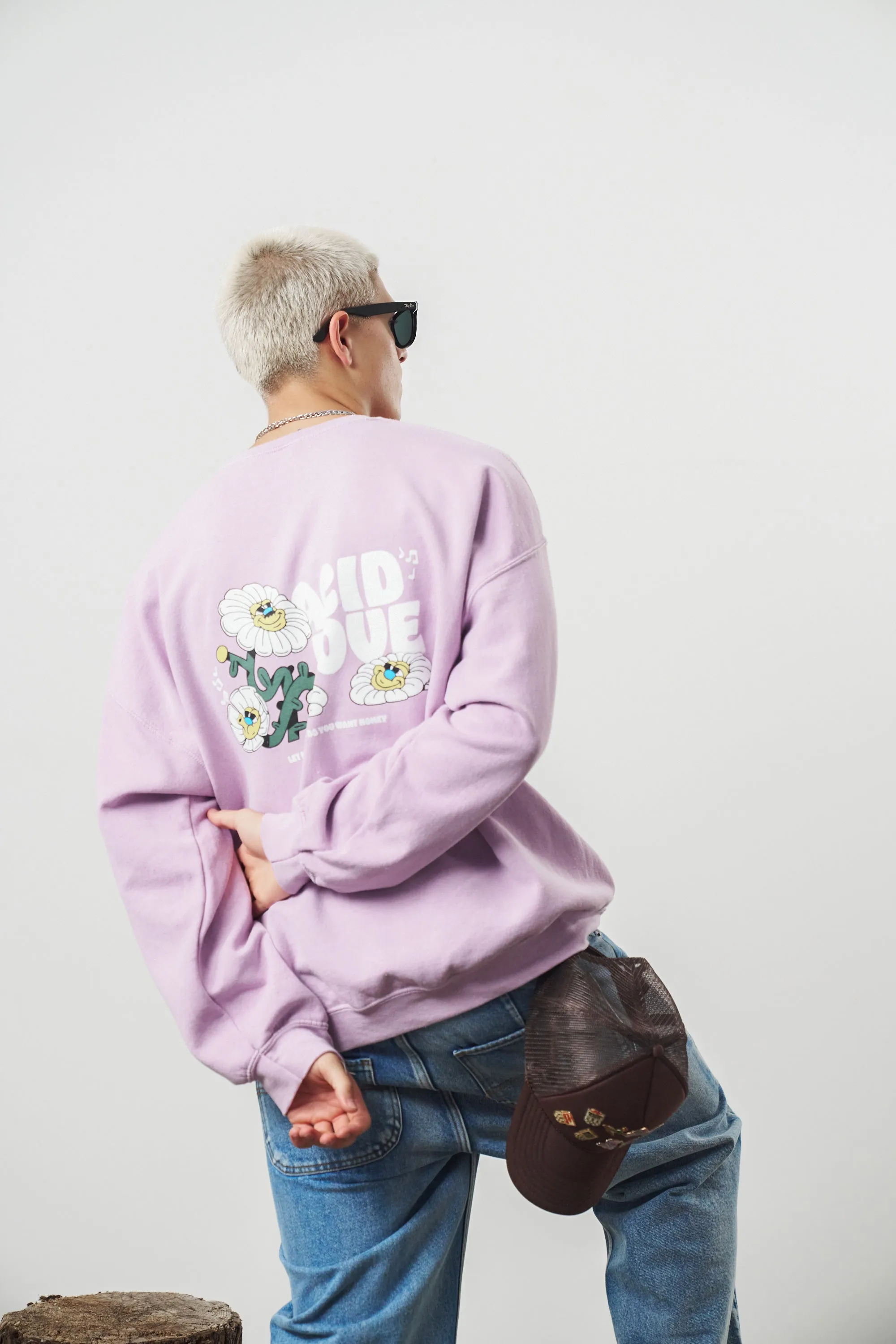 Acid Love 'Daisy' Vintage Washed Sweater -  Pink Winter Ready Layer Fashion Knit Layer
