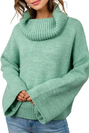 Fresh Sage Oversized Sweater In Green Fashion Knit Layer Layered Wear