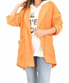 Peace Out Cotton Cardigan In Orange Ventilated Underarm