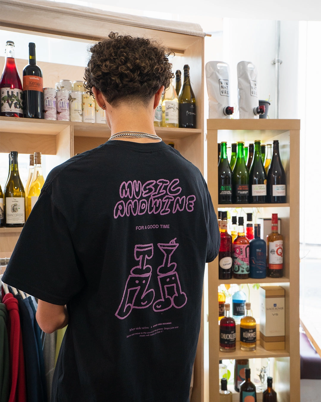 All-Purpose Wear Other Side Store 'Music & Wine' Organic Tee - Black