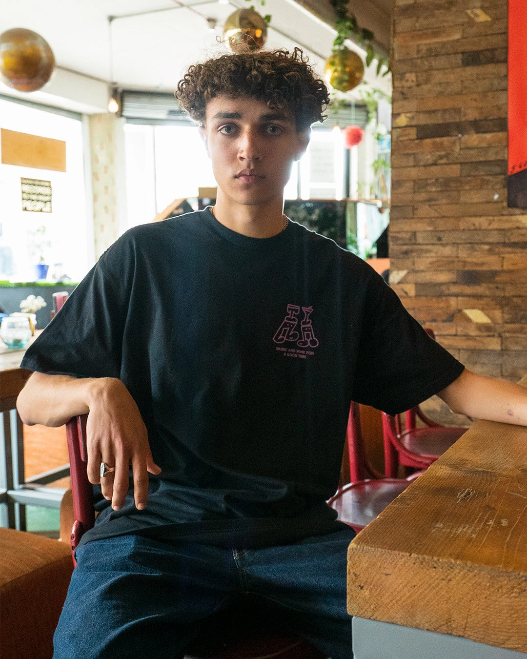 Other Side Store 'Music & Wine' Organic Tee - Black Layerable Look Casual Everyday