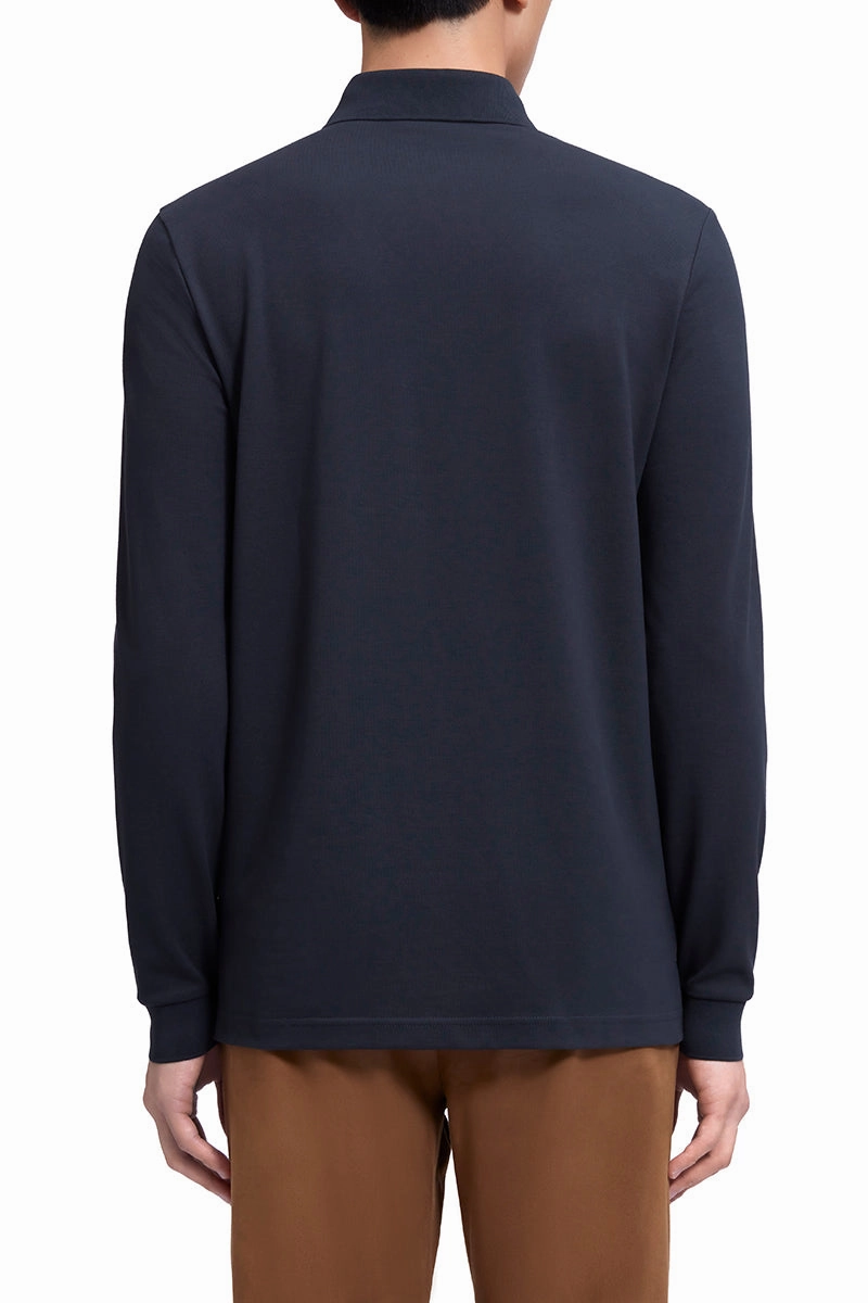 VISDRY? Pique Long Sleeve Polo | Charcoal GYE164 elegant design