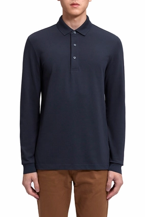 VISDRY? Pique Long Sleeve Polo | Charcoal GYE164 Slim Fit Style PreShrunk Cotton Blend