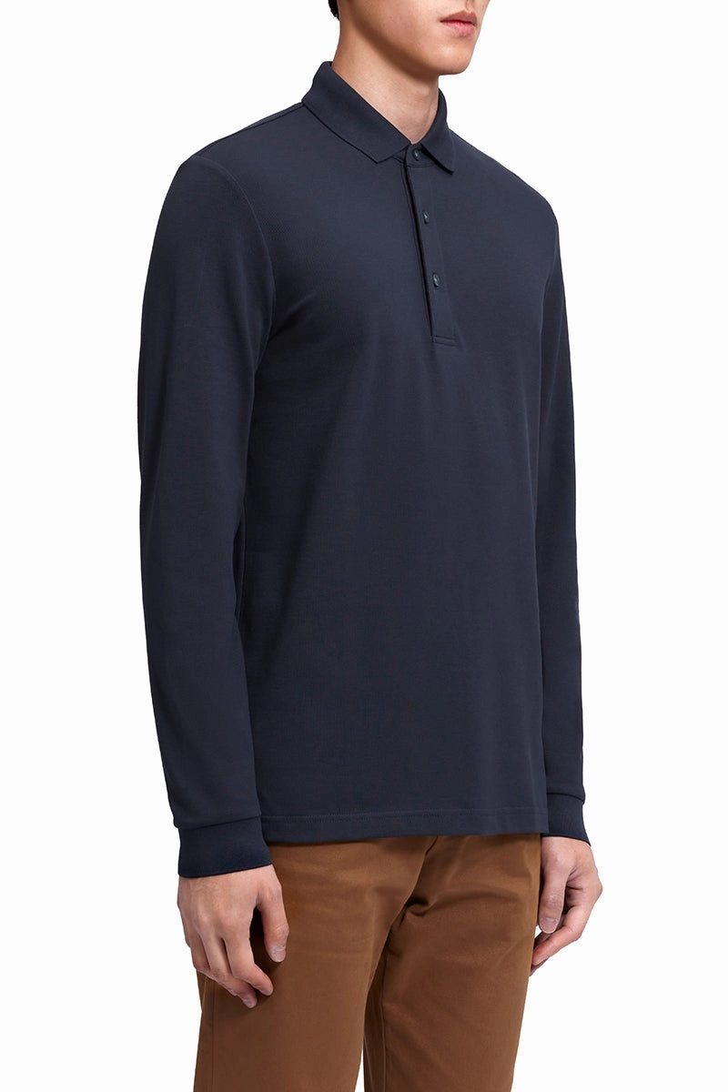 Soft Top VISDRY? Pique Long Sleeve Polo | Charcoal GYE164