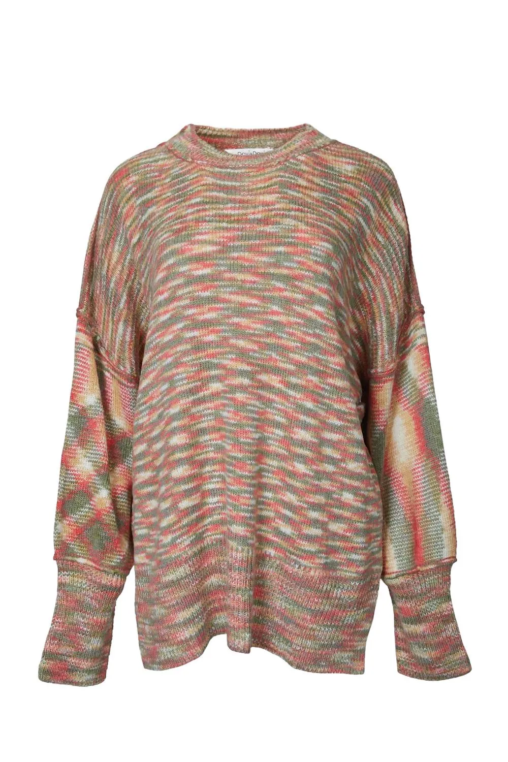 Knit Design Wear Space-Dye Oversized Sweater In Olive Combo