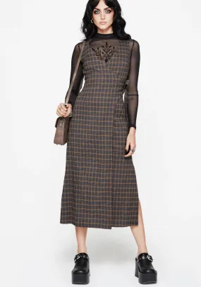 Daily Style Subtle design Allure Check Sleeveless Midaxi Wrap Dress