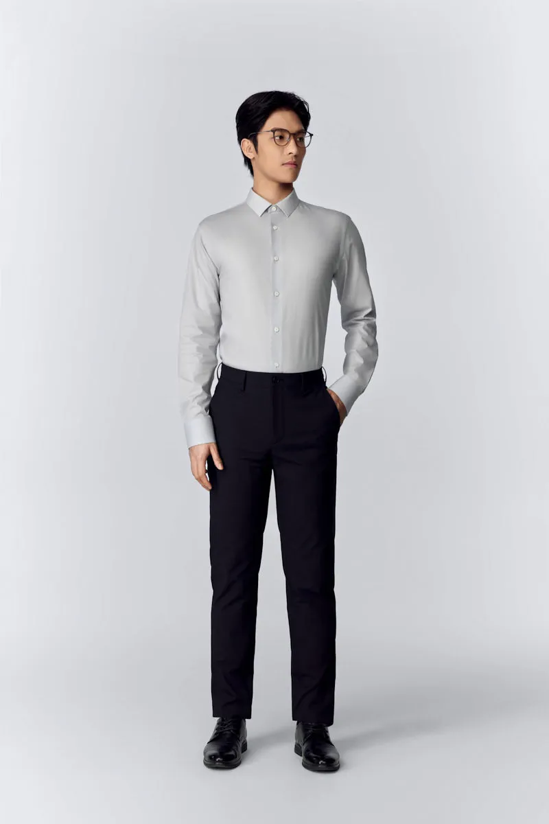 hypoallergenic Designer Look CottonSTRETCH Twill Dress Shirt | Pale Grey 13141N