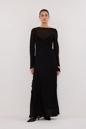 MARISSA BLACK LONG SLEEVE MAXI DRESS Airy Movement