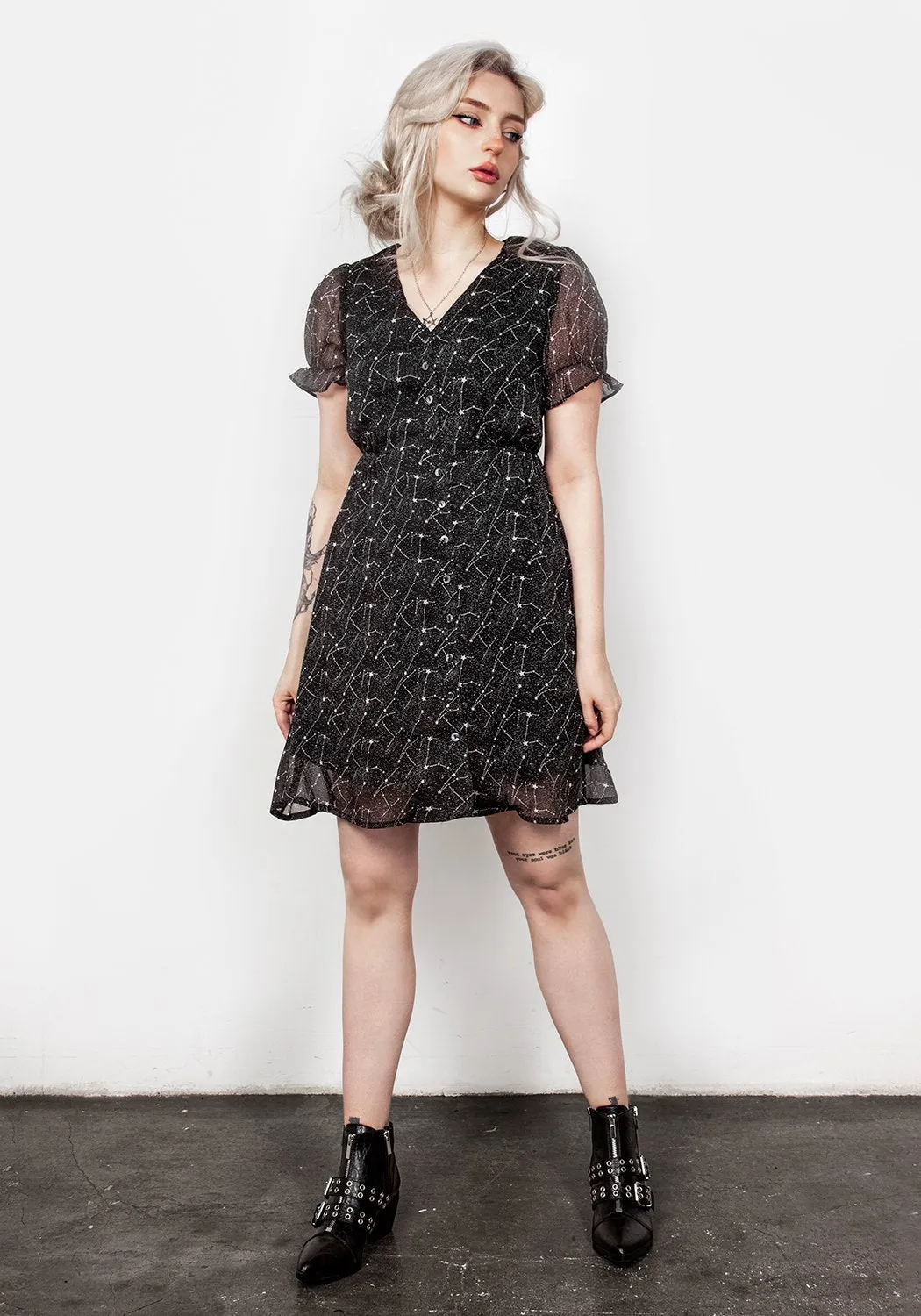 Spectral Button Up Dress Olive Tone Chill Edge