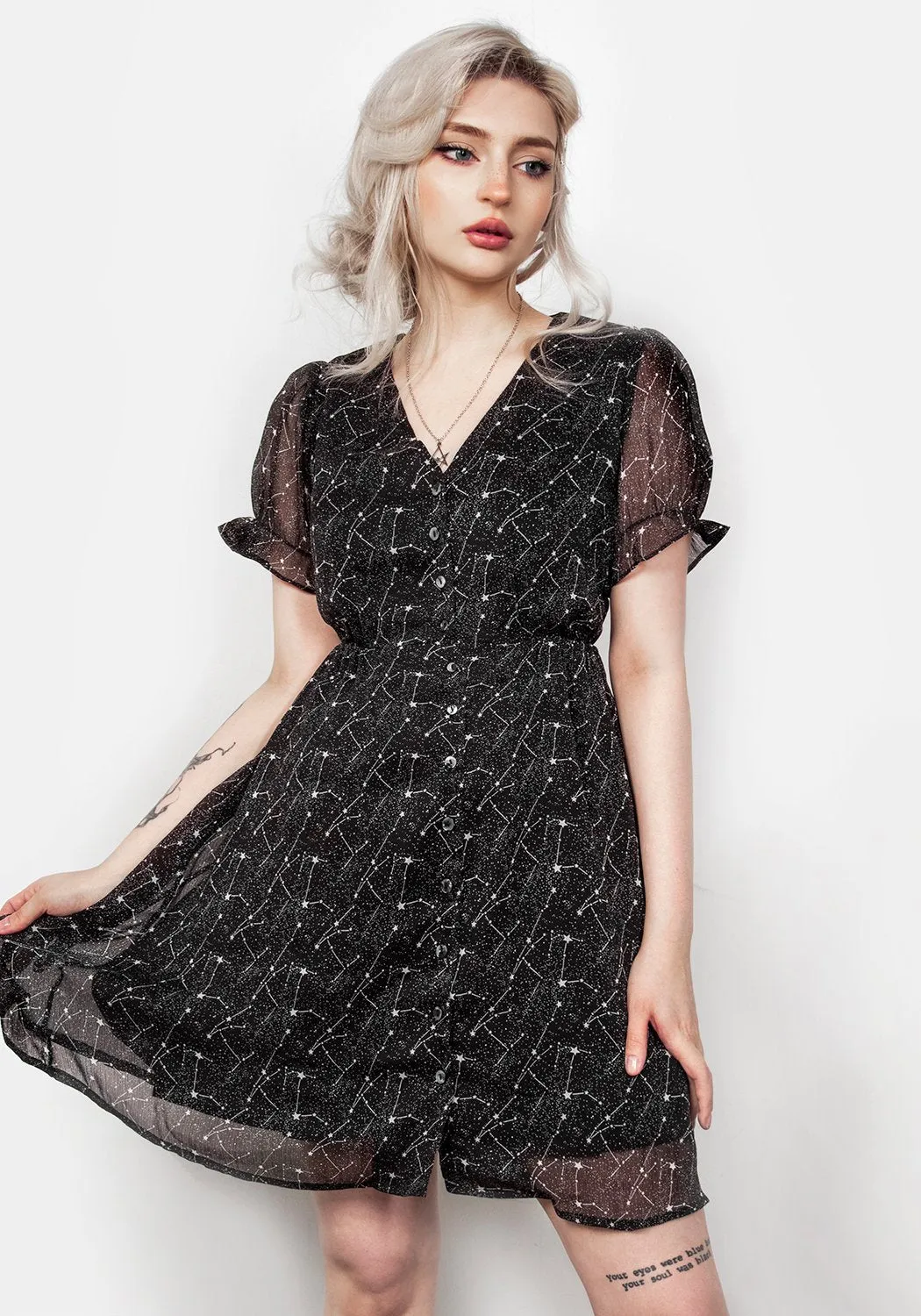 Spectral Button Up Dress Chilly Day Wear