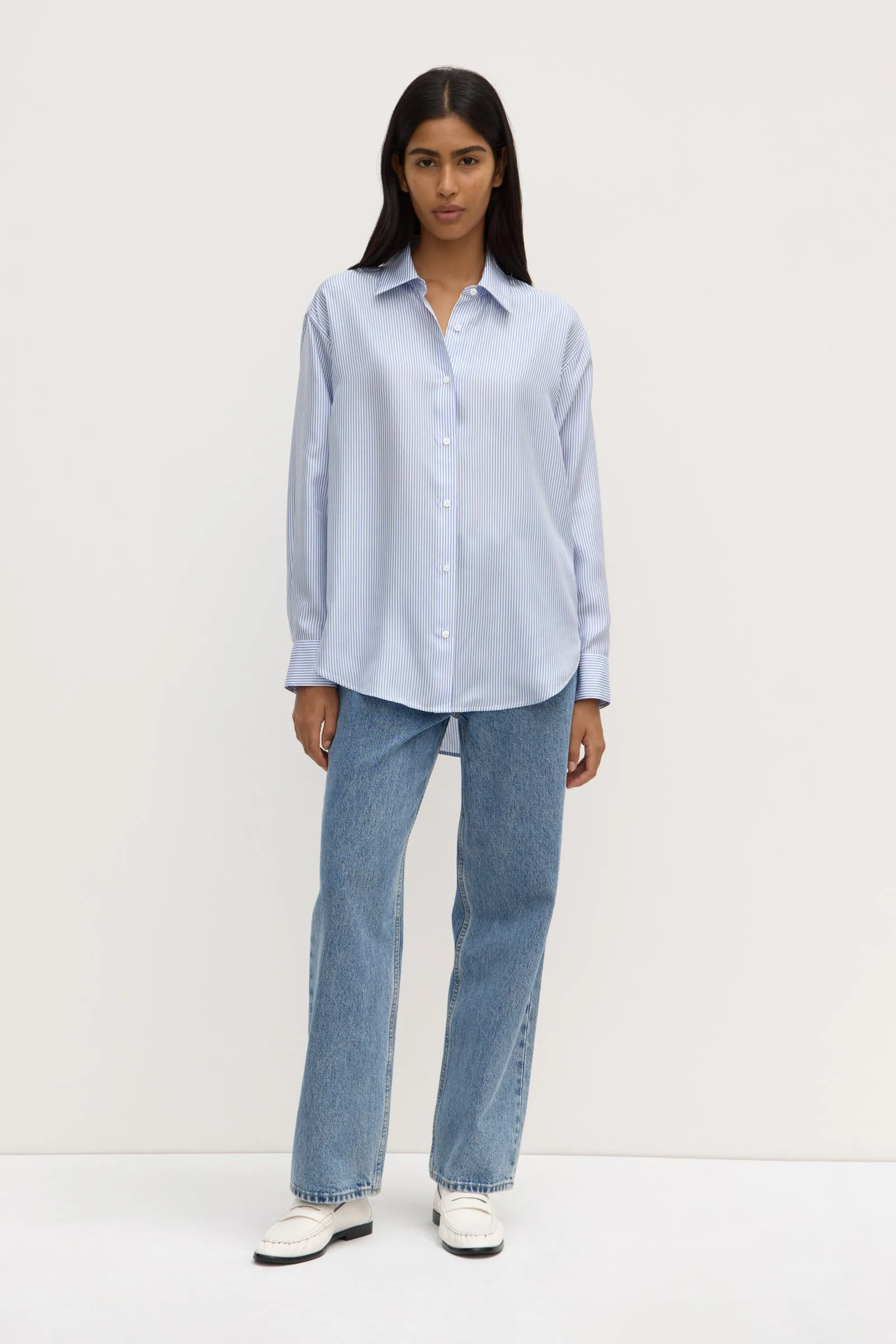 Spencer Stripe Silk Shirt elegant design Pullover Design