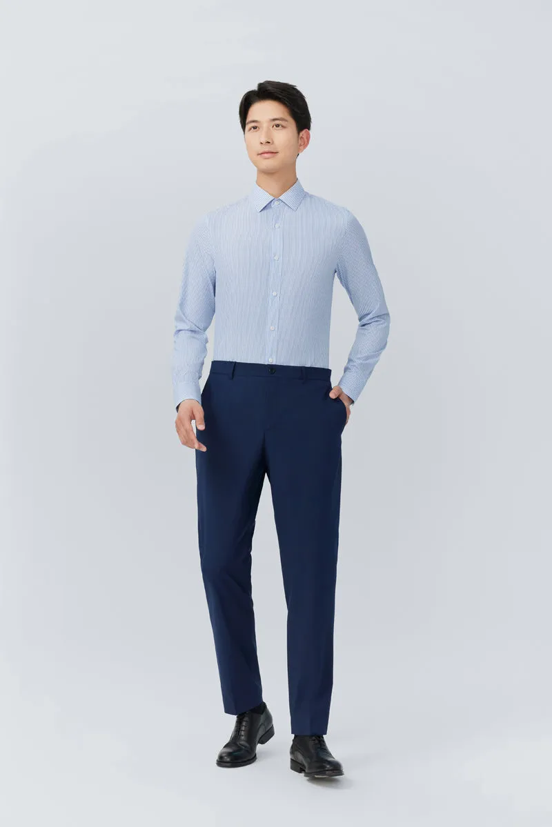 Wrinkle-Free Poplin Dress Shirt | Light Blue Stripes 25670N Eco-Friendly Fabric All-day Comfort