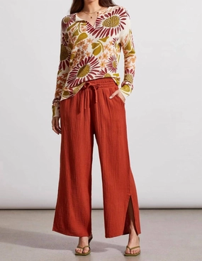 Split V-Neck Floral Sweater In Sandust Multi Comfort Knit Piece Winter Wearable