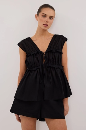 QUINN BLACK LINEN SHORT mountain style