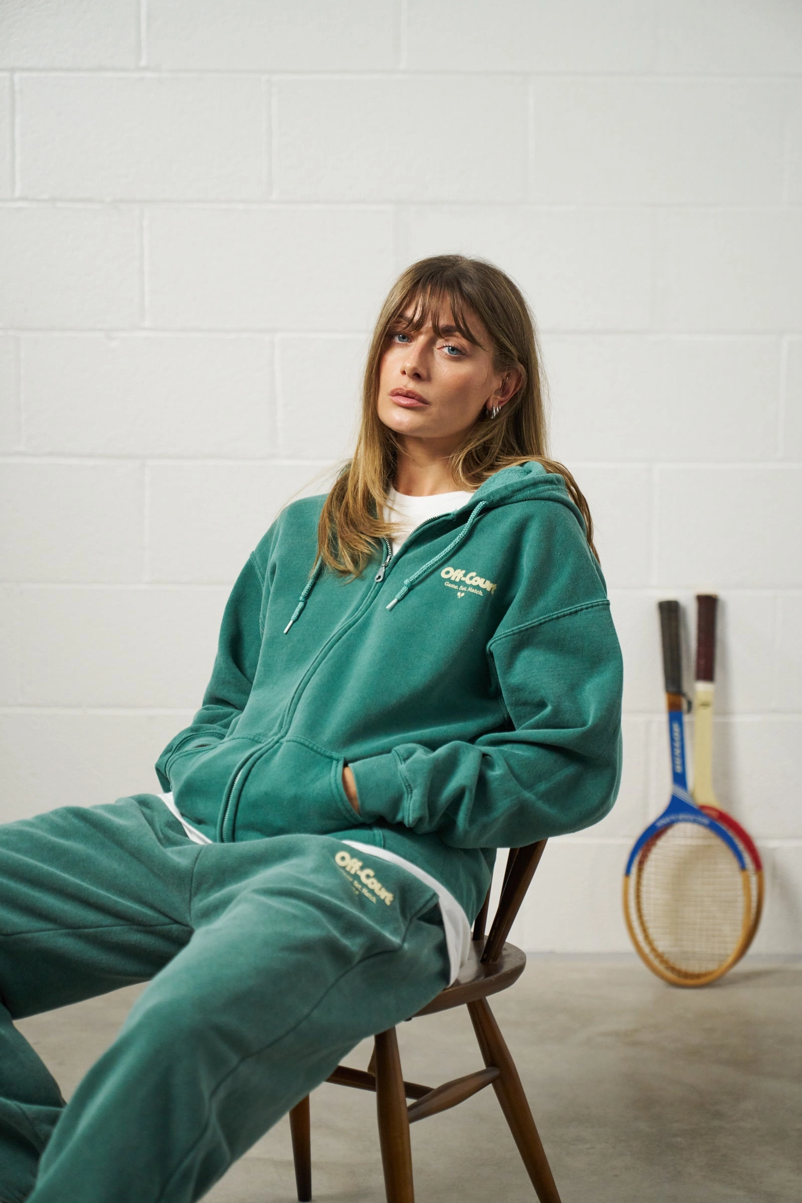 Vice 84 'Off-Court GSM' Zip Up Hoodie & Jogger Set - Vintage Washed Forest Beach Wear Glider like