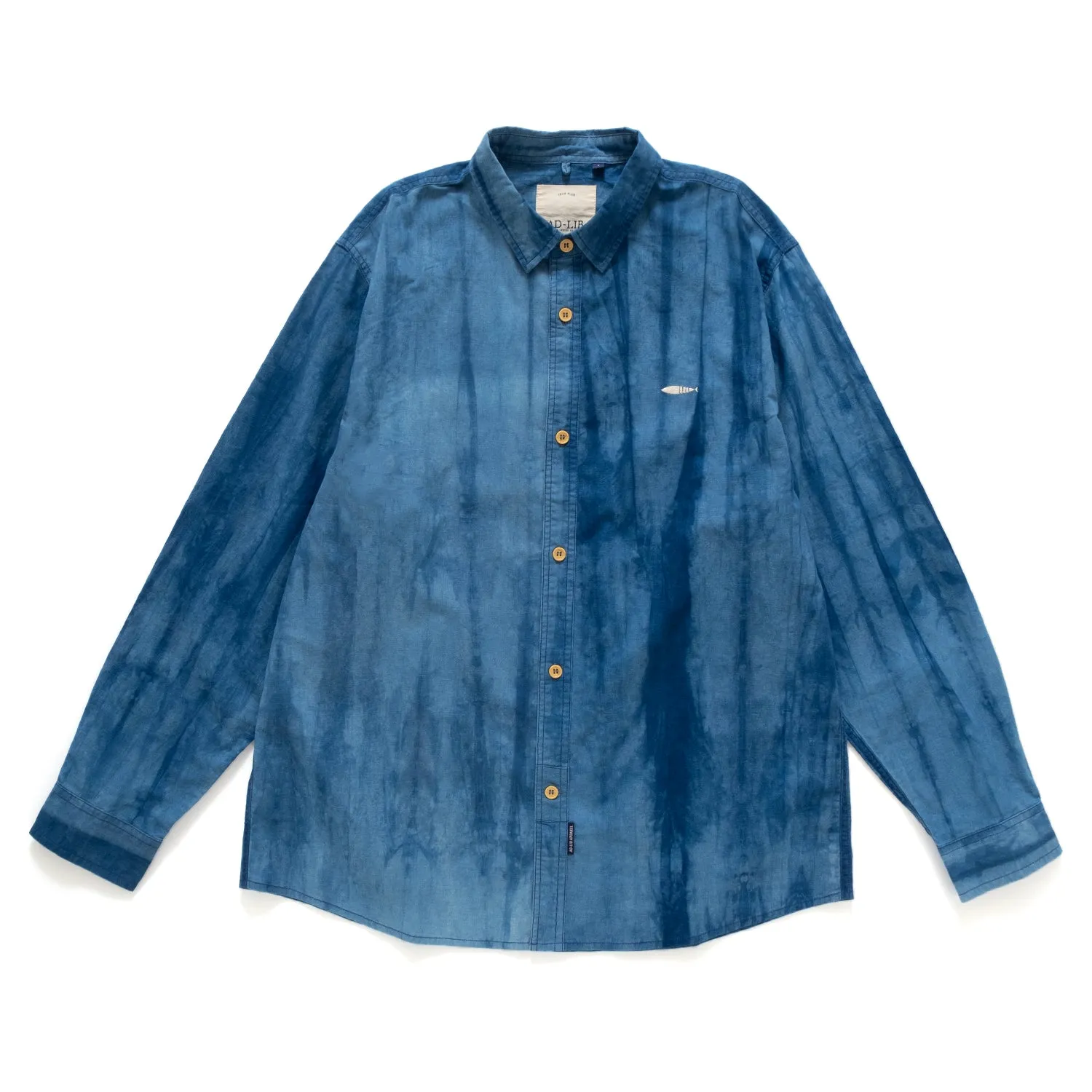 (ST413) Indigo Tie Dye Shirt Dressy look Wrinkle Resistant Finish