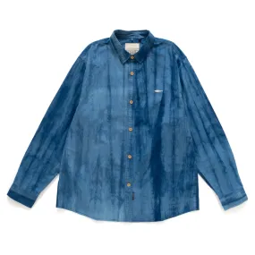Seamless Shoulder Construction Polished Finish (ST413) Indigo Tie Dye Shirt