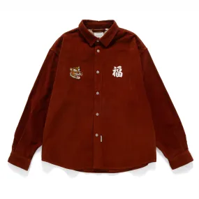 (ST432) Tiger Embroidery Corduroy Shirt Moisture Wicking Layer Camouflage Print