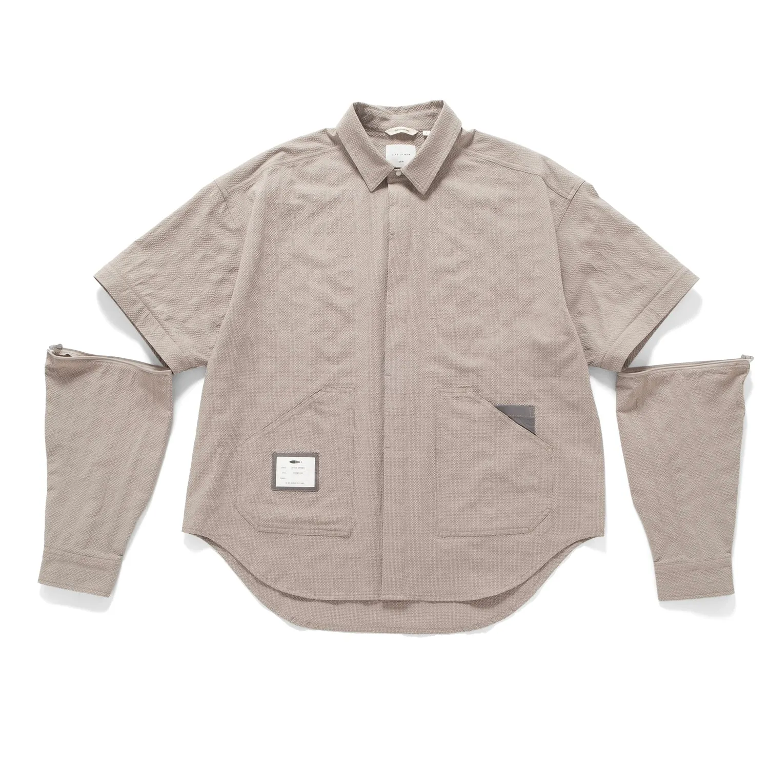 (ST444) 2 Ways Cool Touch Seersucker Shirt Two Tone Stitching