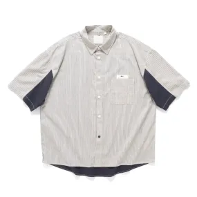 Premium Feel Plaid Design (ST452) Stripe Contrast Short Sleeve Shirt