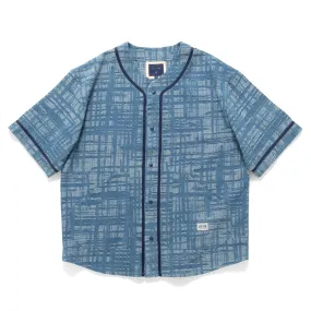(ST457) Jacquard Denim Baseball Shirt Non Iron
