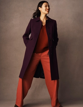 Elastic Hem Adjustment Modern Drop Tail Hem St Albans Coat-Dark Cherry