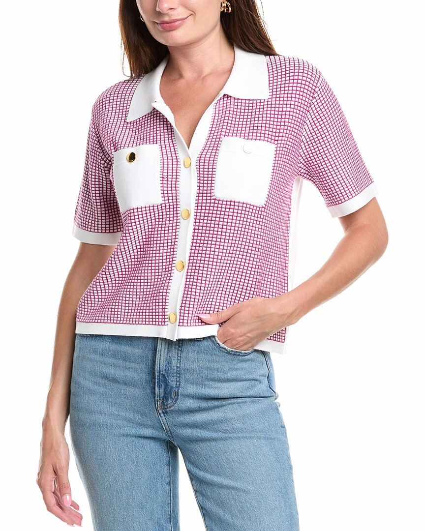 St. John Vichy Knit Cardigan premium fabric