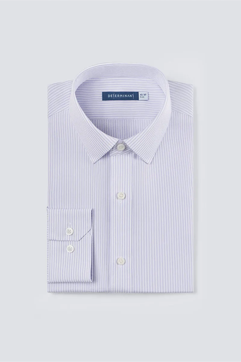 Wrinkle-Free Poplin Dress Shirt | Purple Stripes 19032N Bold Hue Micro Perforated Texture