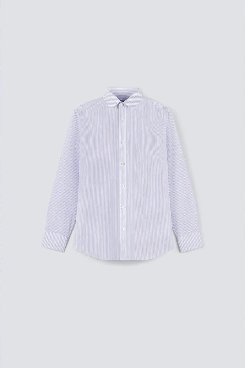 Wrinkle-Free Poplin Dress Shirt | Purple Stripes 19032N color block