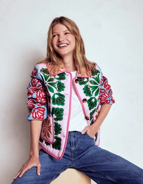 Fitzrovia Embroidered Jacket-Multi Applique Hydrophobic Treatment Wind Resistant