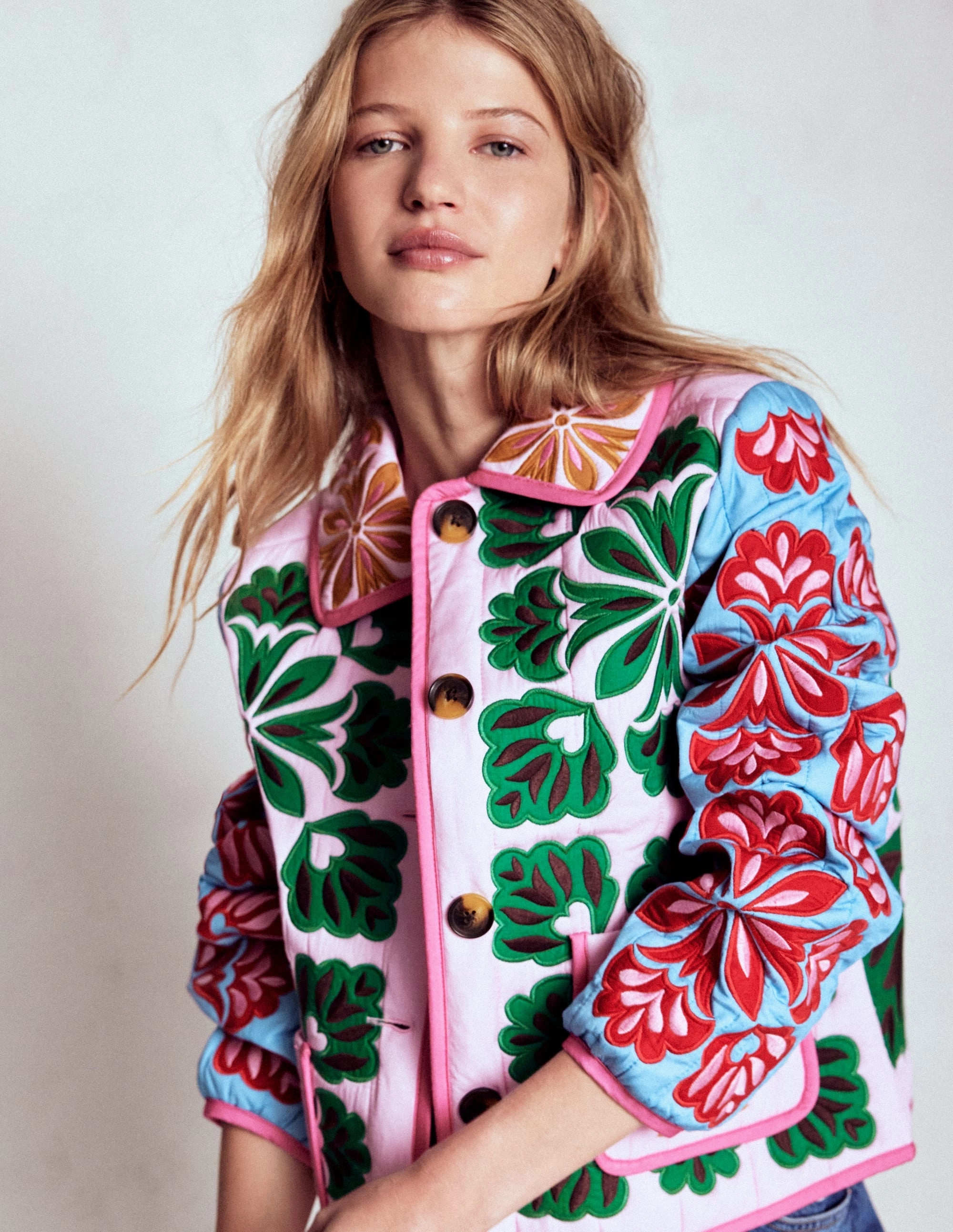 Fitzrovia Embroidered Jacket-Multi Applique Urban Hike Style