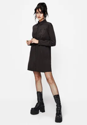 Outfit Core Stay Cool Axis Cotton Pocket Embroidered Mini Shirt Dress
