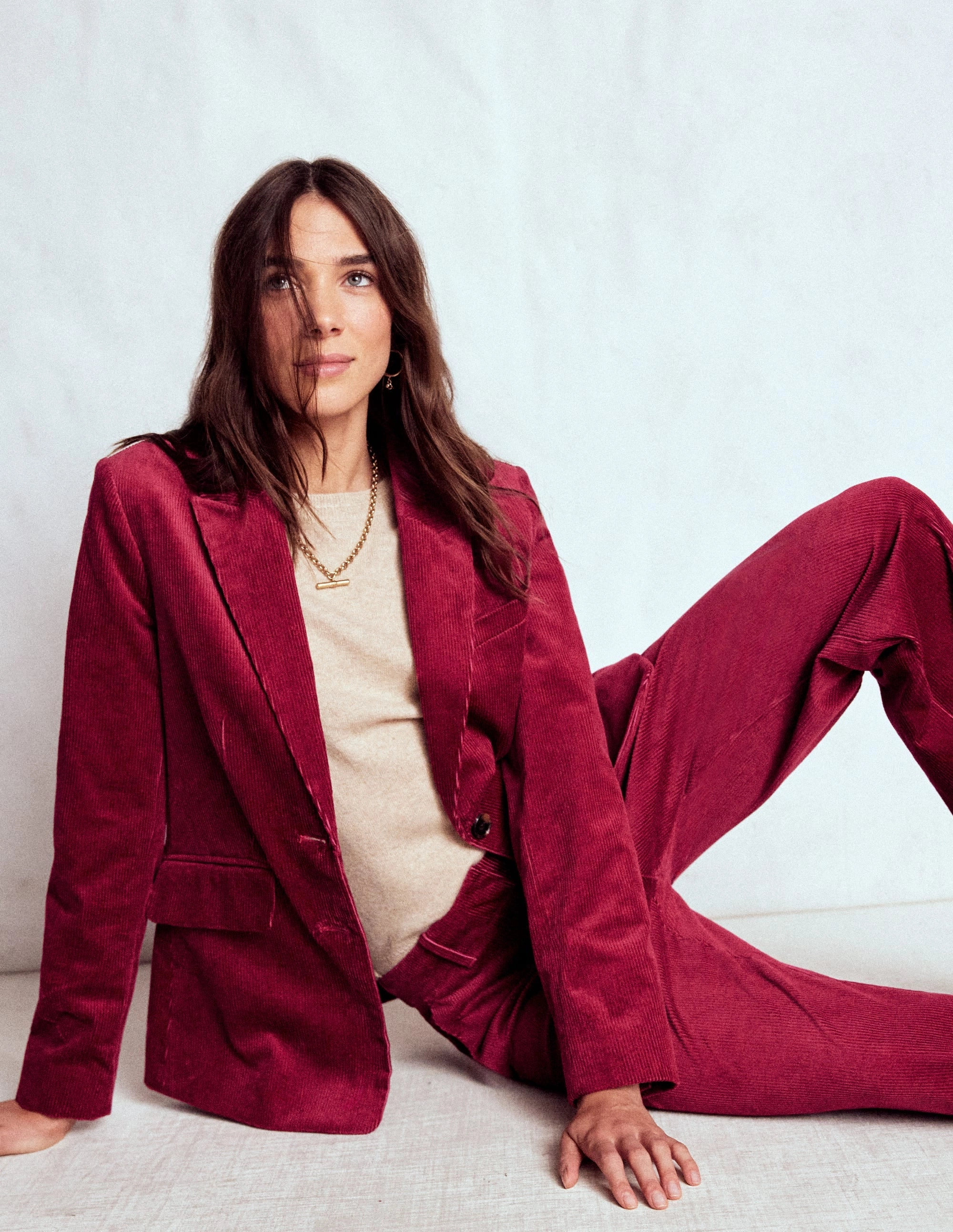 Stamford Cord Blazer-Burgundy Red AbrasionResistantEdging Transitional Layer