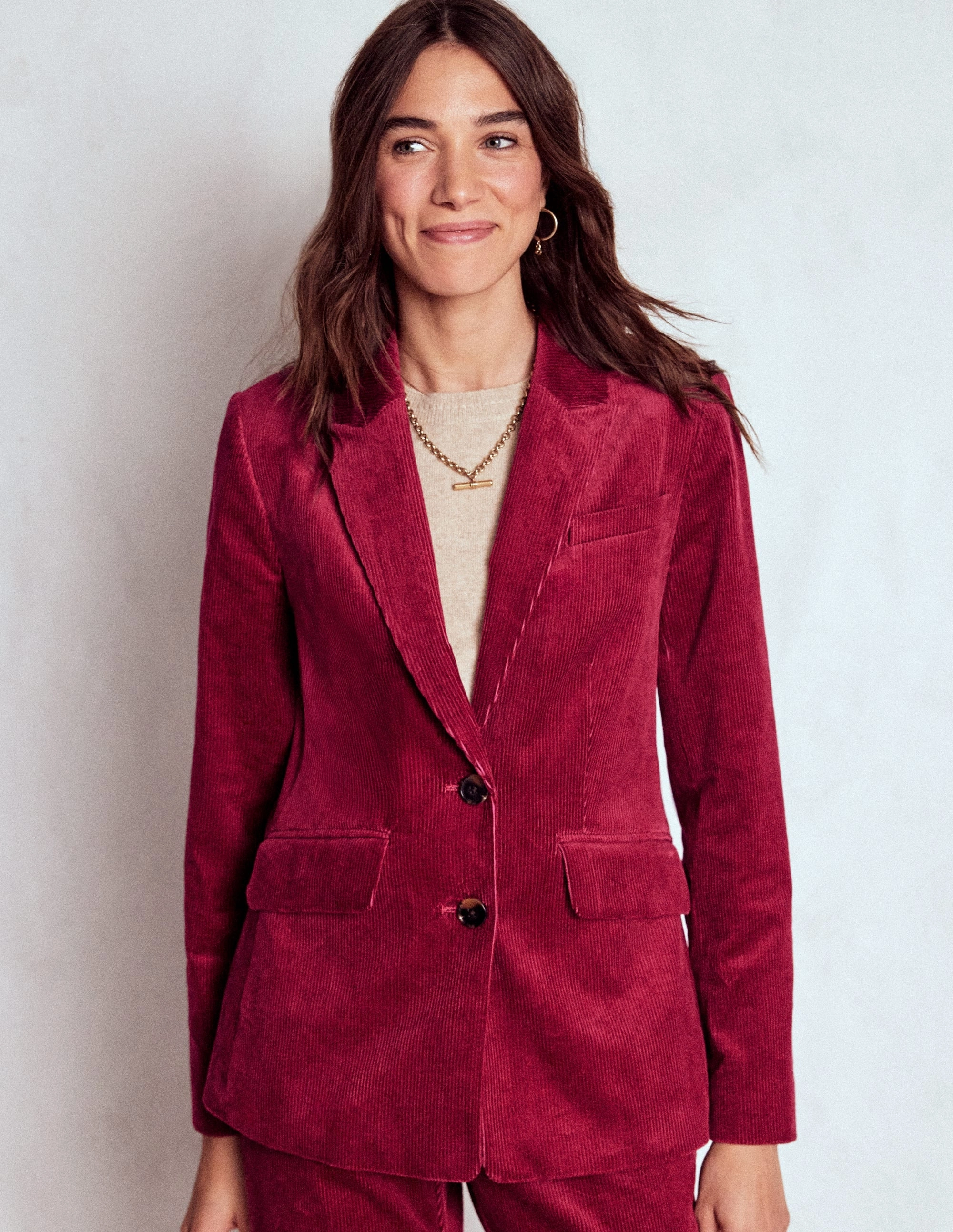 Stamford Cord Blazer-Burgundy Red SoftshellMaterial All Weather Piece