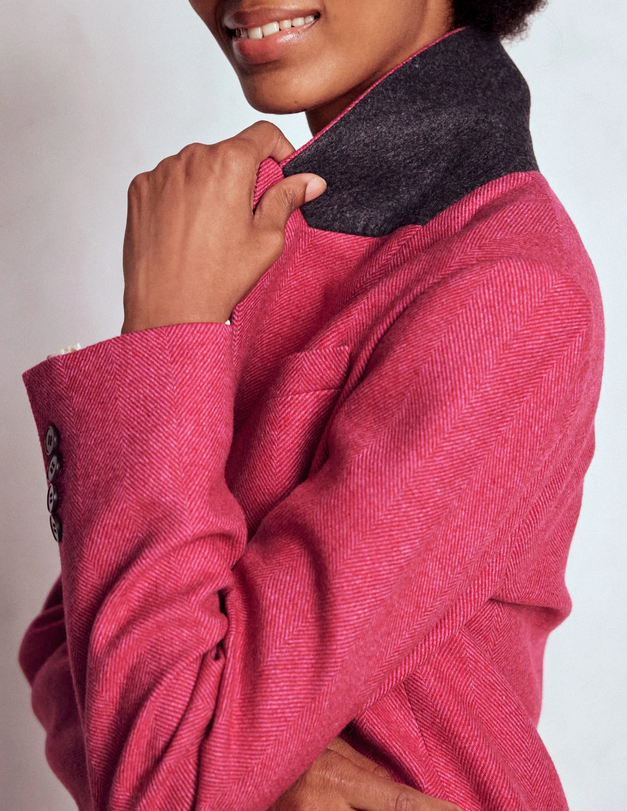 Stamford Wool-Blend Blazer-Pink Herringbone Modular Attachment Loops