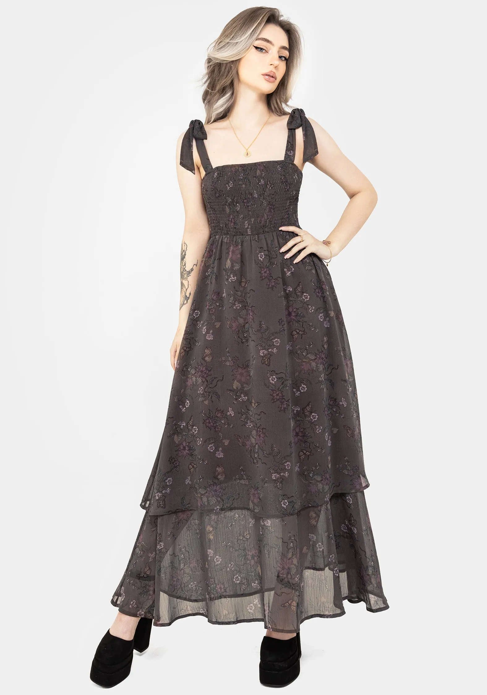 Arnora Cami Tiered Shirred Bodice Maxi Dress Style Base